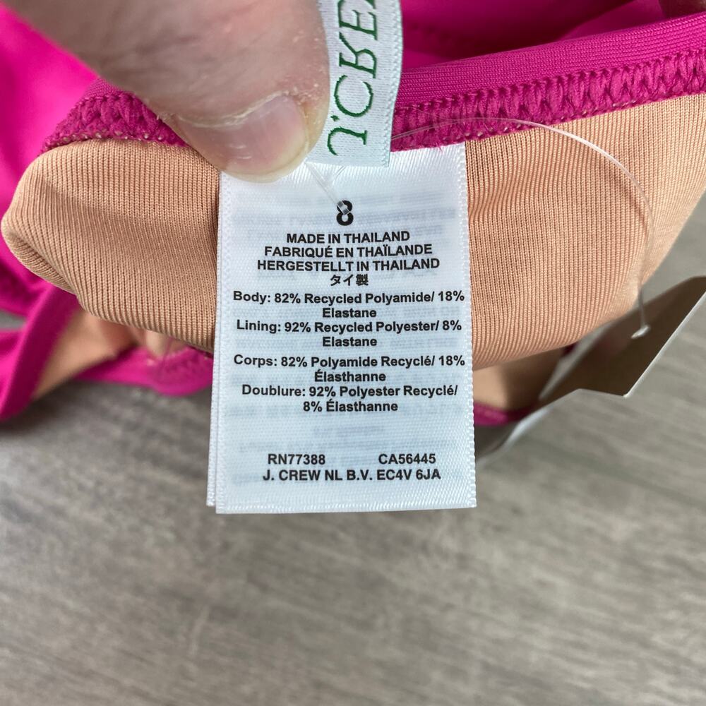 J.Crew Magenta Orchid Ruched V Neck One Piece Swimsuit Sz.8 NWT - Picture 7 of 11